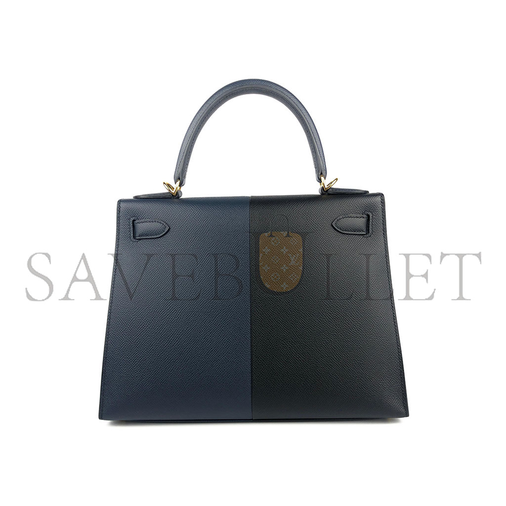 H**mes kelly 25 black blue epsom gold (25*17*7cm)